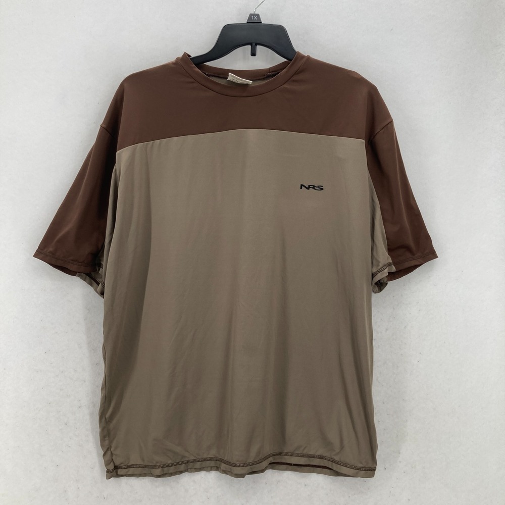 NRS Shirt Mens 2XL Tan Brown Performance Fishing Kayak UPF 50 Stretch Travel